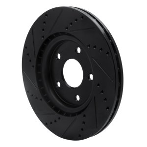 Chrysler Voyager Brake Rotor (1) - Front Right - R1 Concepts - Drilled & Slotted - Black - `12-`25